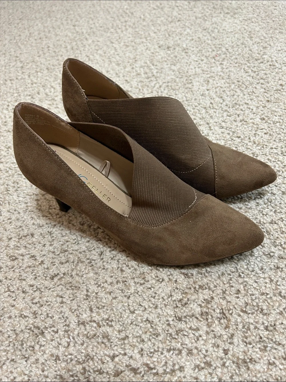 Andrew Geller Brown Suede Pointed-Toe Heel Pumps